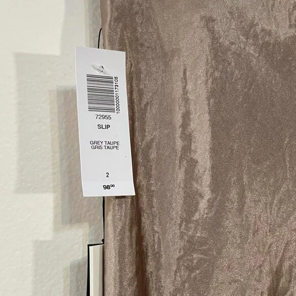 New Aritzia Satin Midi Slip Skirt Grey Taupe 2, XS - Picture 5 of 8